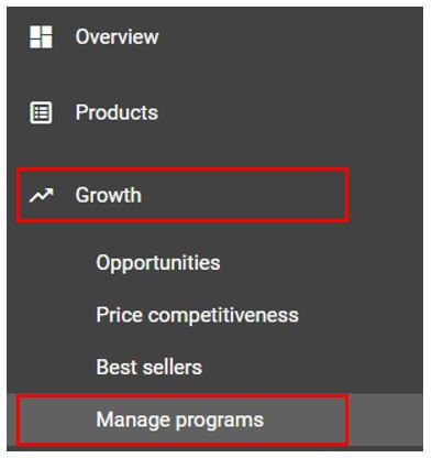 Google Merchant Centre Manage Programs