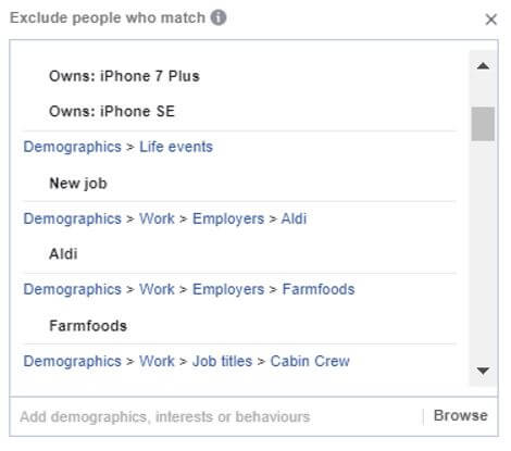 Facebook Targeting Exclusions